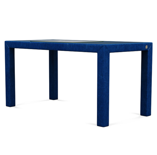 Angle view of classic blue desk